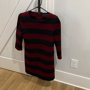 Zara black & red stripe dress with 3/4 length sleeves